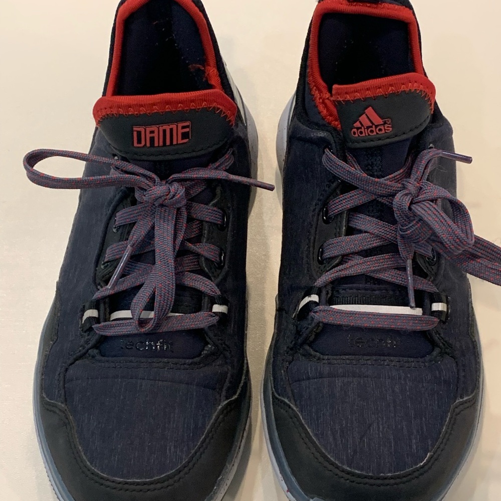 Adidas Men's Dark Blue and Red Athletic Shoes